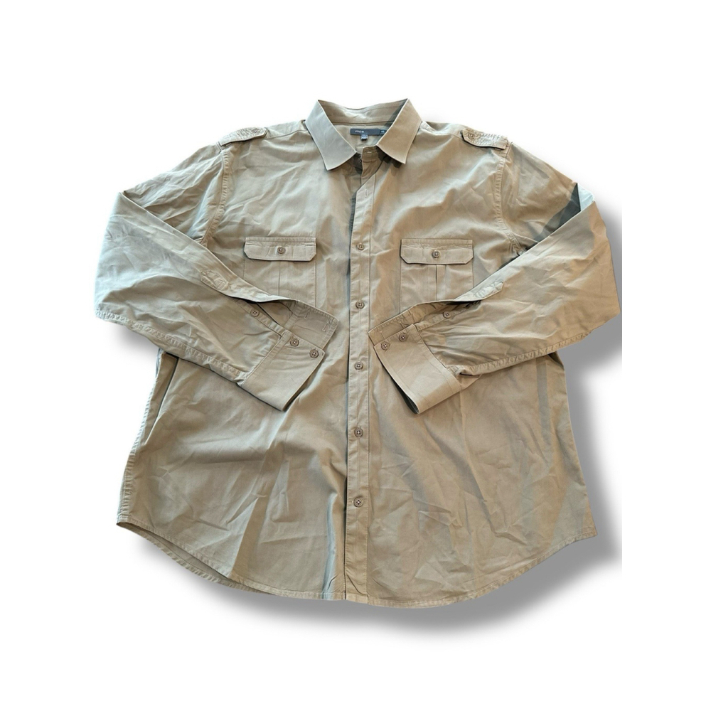 Vince Men's Slim Shirt Jacket Stone Khaki (Size XXL)